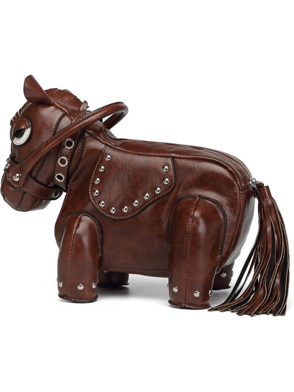 Women's Brown Horse Animal Shape Waterproof Luxurious Surface Crossbody Bag